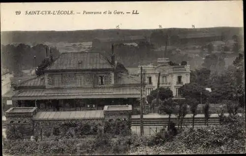 Ak Saint Cyr l'Ecole Yvelines, Panorama et la Gare