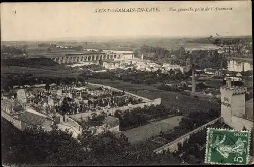 Ak Saint Germain en Laye Yvelines, Vue generale prise de l'Ascenseur