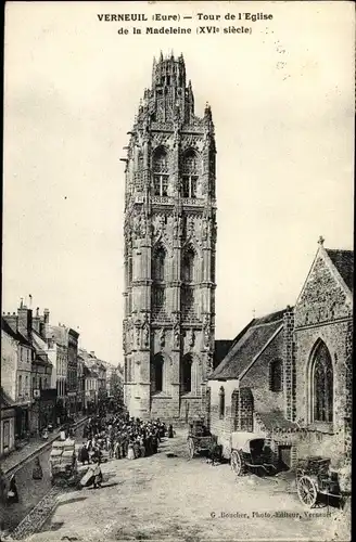 Ak Verneuil Eure, Tour de l'Eglise de la Madeleine