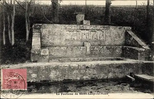 Ak Saint Loup de Naud Seine et Marne, La Fontaine