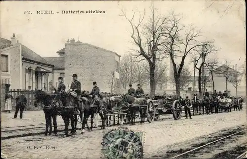 Ak Rueil Hauts-de-Seine, Batteries attelees