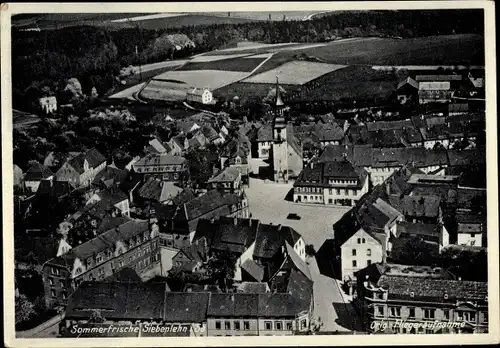 Ak Siebenlehn Großschirma im Kreis Mittelsachsen, Blick auf den Ort, Fliegeraufnahme