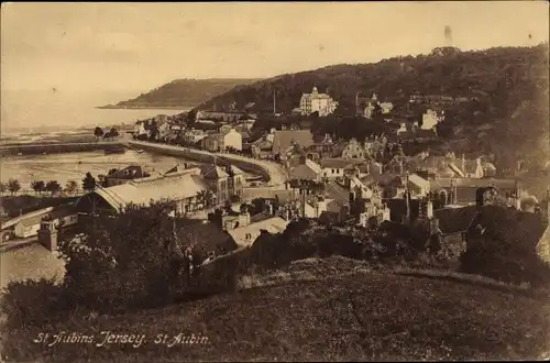 Ak Saint Aubin Kanalinsel Jersey, Panorama vom Ort
