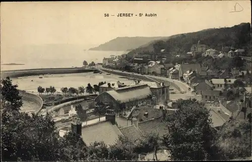 Ak Saint Aubin Kanalinsel Jersey, Panorama vom Ort