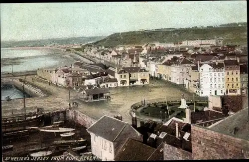 Ak Saint Helier Kanalinsel Jersey, Ort vom Fort Regent aus gesehen