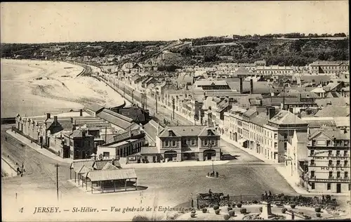 Ak Saint Helier Kanalinsel Jersey, Vue generale de l'Esplanade