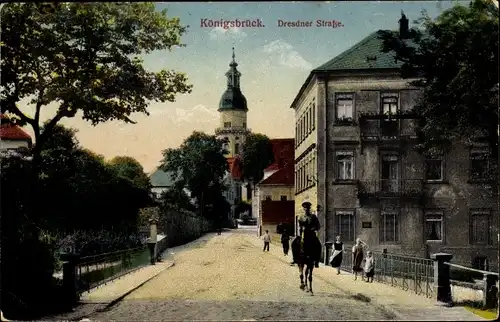 Ak Königsbrück in der Oberlausitz, Dresdner Straße, Kirche