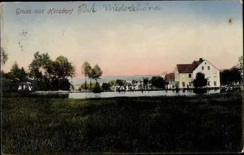 Ak Hetzdorf Halsbrücke in Mittelsachsen, Badeteich