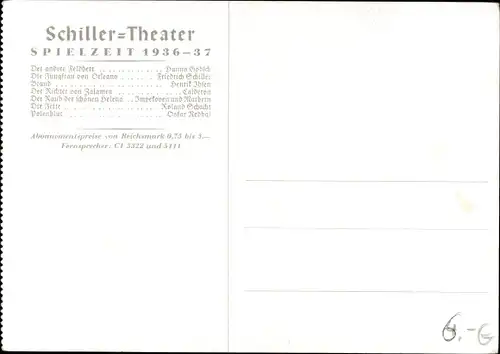 Künstler Ak Berlin Charlottenburg, Landesgrenze, Schillertheater, Der andere Feldherr 1936, George