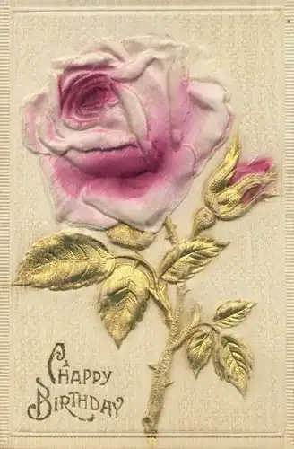 Präge Gold Ak Glückwunsch Geburtstag, Rose