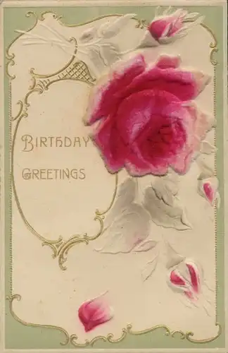 Präge Ak Glückwunsch Geburtstag, Rose