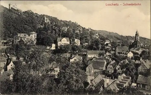 Ak Dresden Weißer Hirsch, Teilansicht, Schwebebahn