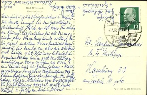 Ak Bad Wilsnack in der Prignitz, Goethehaus