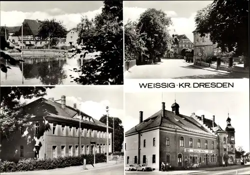 Ak Dresden Schönfeld Weißig, Teich, Gasthaus, Ortspartie