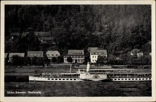 Ak Postelwitz Bad Schandau Sächsische Schweiz, Elbdampfer Leipzig