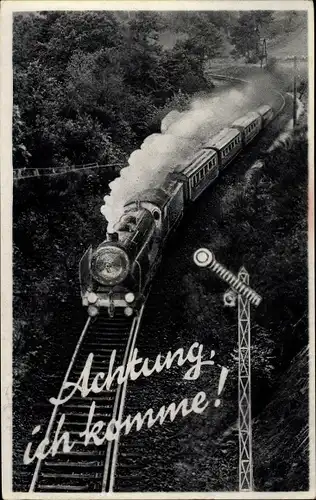 Ak Deutsche Eisenbahn am Vorbeifahren, Signal, Vogelschau