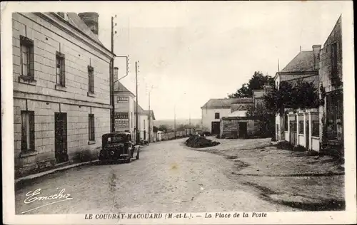 Ak Coudray Macouard Maine-et-Loire, La Place de la Poste