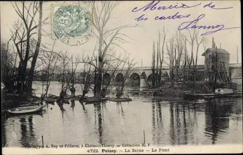 Ak Poissy Yvelines, La Seine, Le Pont