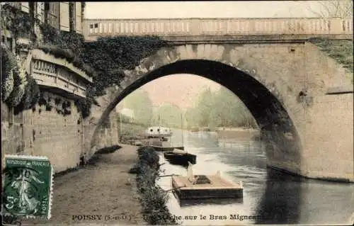 Ak Poissy Yvelines, Le Pont sur le Bras Migneaux