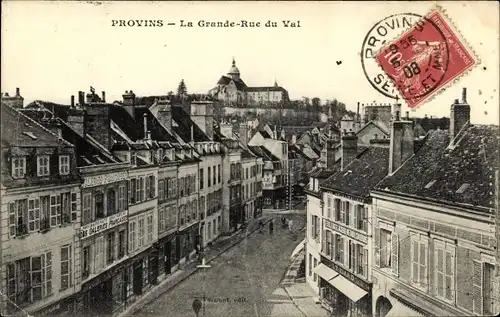 Ak Provins Seine et Marne, La Grande Rue du Val