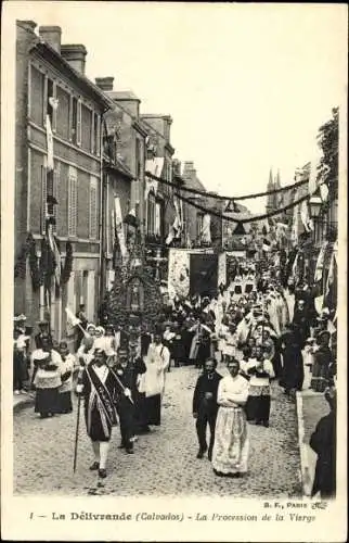 Ak La Delivrande Calvados, La Procession de la Vierge
