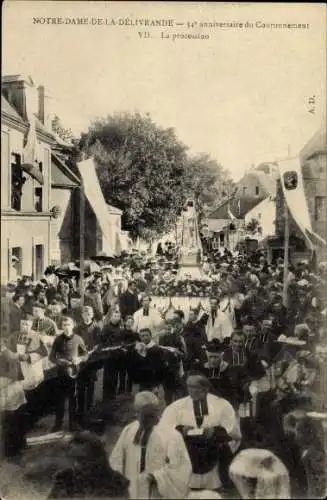 Ak Notre Dame de la Delivrande Calvados, 34 anniversaire du Couronnement, La procession