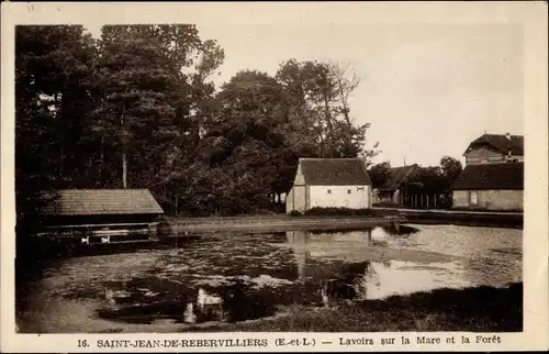 Ak Saint Jean de Rebervilliers Eure et Loir, Lavoirs sur la Mare et la Foret