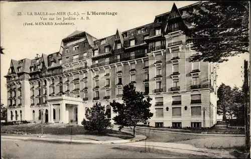 Ak La Baule Loire Atlantique, L'Hermitage, Vue sur les Jardins