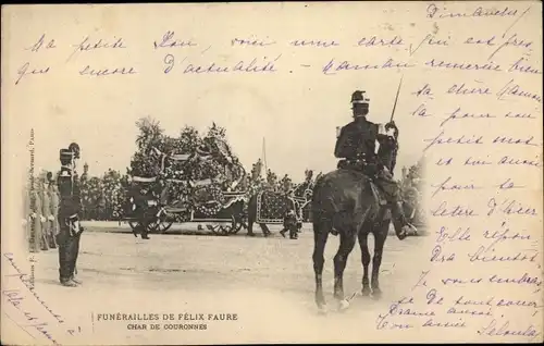 Ak Funeraille de Felix Faure, Char de Couronnes, Französische Soldaten