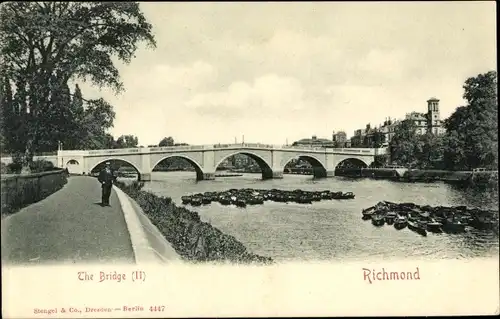 Ak Richmond London, The Bridge, Flusspartie
