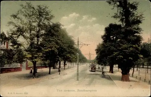 Ak Southampton South East England, The Avenue, Straßenbahn