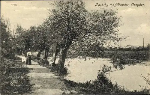 Ak Croydon London City, Path by the Wandle