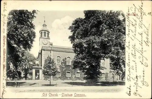 Ak Clapham Greater London, Old Church, Clapham Common