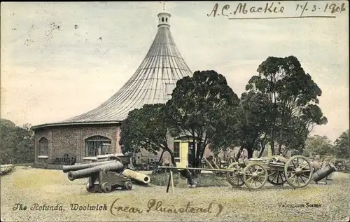 Ak Woolwich London, The Rotunda, Kanonen