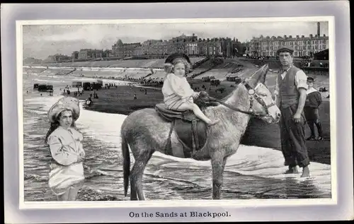 Präge Passepartout Ak Blackpool North West England, On the Sands