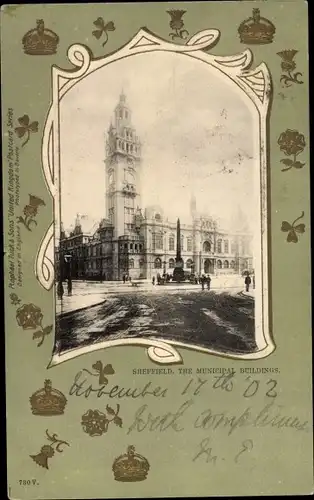 Präge Passepartout Ak Sheffield Yorkshire England, The Municipal Buildings