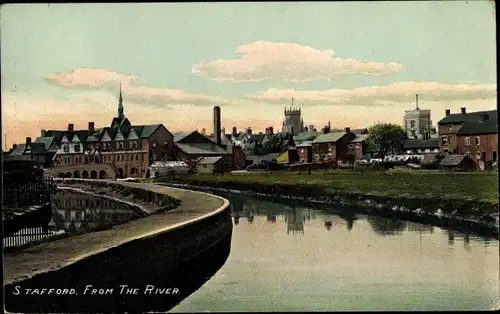 Ak Stafford West Midlands England, City from the river