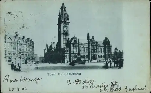 Ak Sheffield Yorkshire England, Town Hall