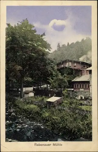 Ak Rabenau im Erzgebirge, Blick auf die Rabenauer Mühle, Flusspartie