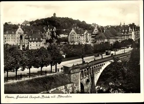 Ak Plauen im Vogtland, Friedrich August Brücke mit Bärenstein