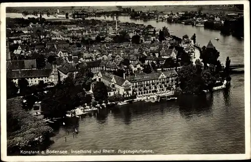 Ak Konstanz am Bodensee, Fliegeraufnahme vom Inselhotel am Rhein
