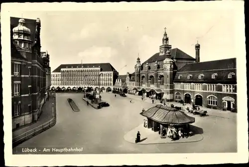 Ak Hansestadt Lübeck, Am Hauptbahnhof