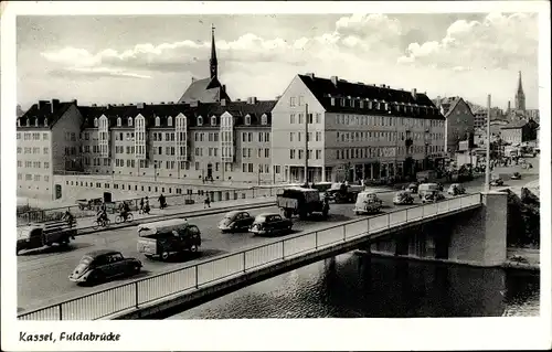 Ak Kassel in Hessen, Verkehr auf der Fuldabrücke