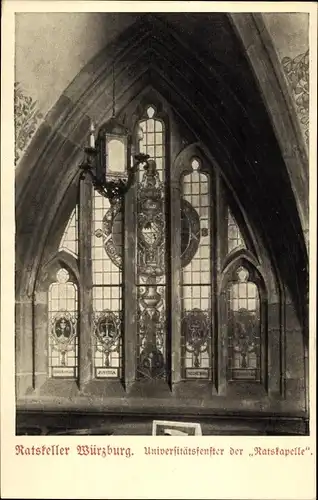 Ak Würzburg am Main Unterfranken, Universitätsfenster der Ratskapelle