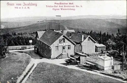 Ak Brotterode Trusetal in Thüringen, Preussischer Hof mit Inselsberg, Umgebung