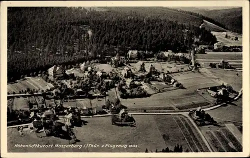 Ak Masserberg in Thüringen, Fliegeraufnahme vom Ort, Drogerie zum Rennsteig Franz Ulrich