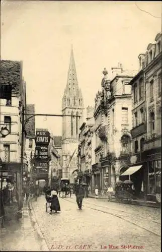 Ak Caen Calvados, La Rue Saint Pierre