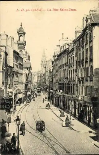 Ak Caen Calvados, La Rue Saint Jean