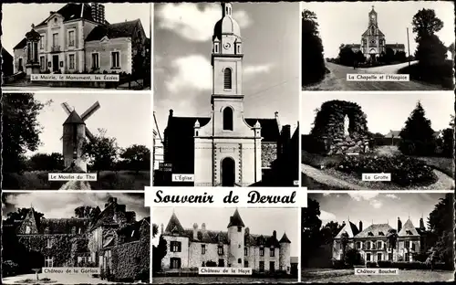 Ak Derval Loire Atlantique, L'Eglise, Le Moulin du Thu, Chateau de la Haye, La Grotte