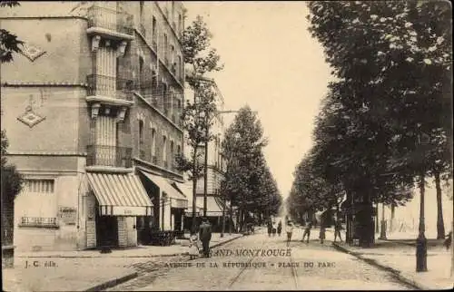 Ak Montrouge Hauts de Seine, Avenue de la Republique, Place du Parc